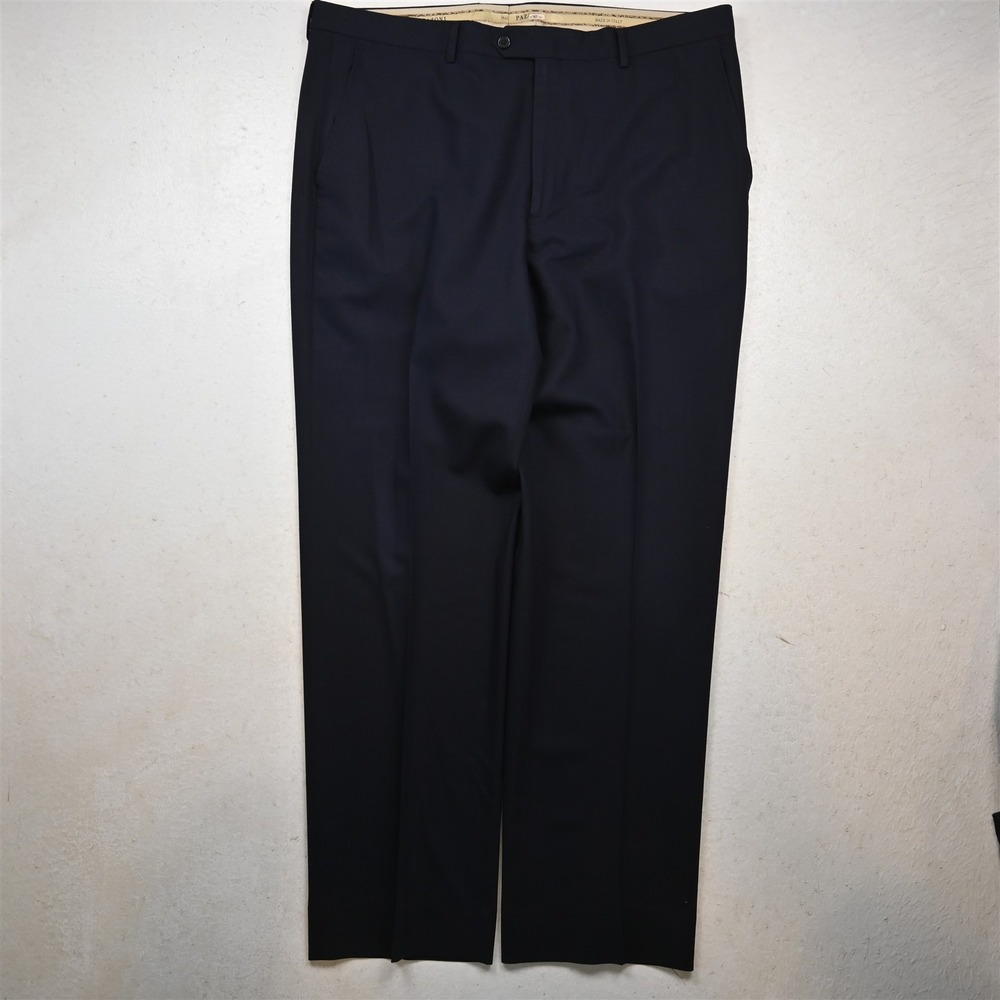 Pazoni 38x34 Navy Blue 100% Wool Romeo Italy Made Straight Dress Mens Pants